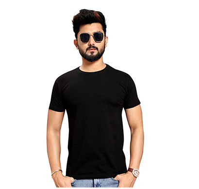 less q branded cotton lycra mens t-shirt (black)